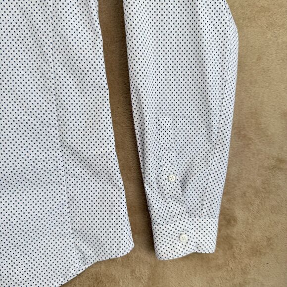 Topman Shirt Mens L White Stretch Slim Long Sleeve Button Down Business Casual - Picture 5 of 14